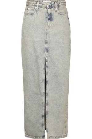 Calvin Klein Front Split Maxi Denim Skirt Pitkä Hame Grey