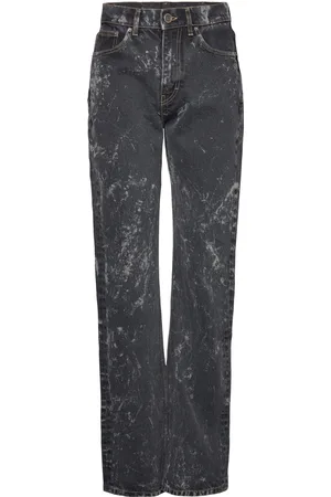 ROTATE Washed Twill Jeans Designers Jeans Straight-regular Black