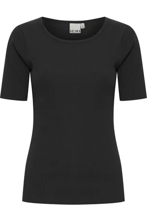 Ichi Ihpalmer Rib Ss Tops T-shirts & Tops Short-sleeved Black