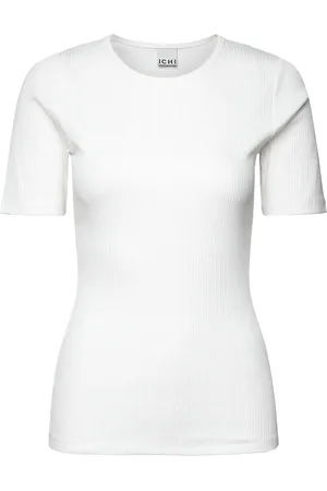 Ichi Ihpalmer Rib Ss Tops T-shirts & Tops Short-sleeved White
