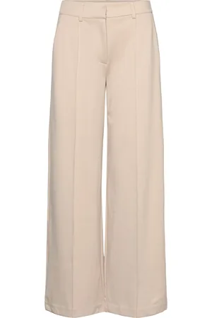 Ichi Ihkate Sus Office Wide Pa Bottoms Trousers Wide Leg Cream