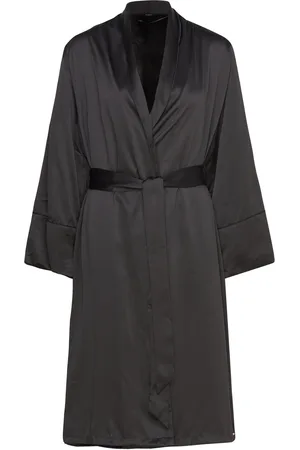 Hunkemöller Robe Long Satin Fleece Aamutakki Black