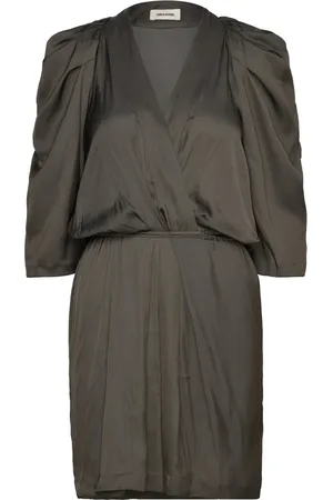 Zadig & Voltaire Ruz Satin Designers Short Dress Grey