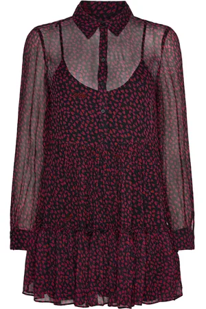 Zadig & Voltaire Razyele Mousseline Crush Designers Short Dress Red