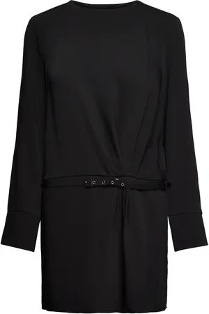 MANGO Ruched Dress With Belt Lyhyt Mekko Black
