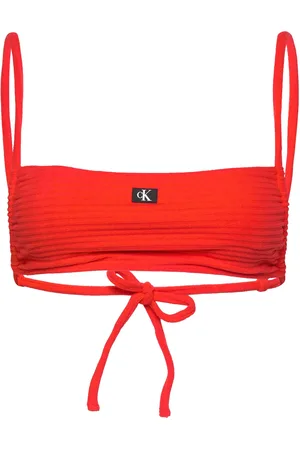 Calvin Klein Square Bralette Swimwear Bikinis Bikini Tops Bandeau Bikinitops Red