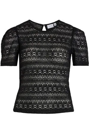 VILA Vichikka Puff O-Neck S/S Top - Noos Tops T-shirts & Tops Short-sleeved Black