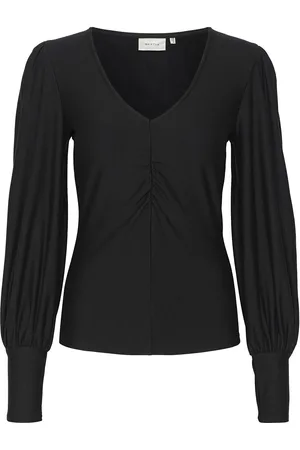 Gestuz Rifagz V-Neck Blouse Tops Blouses Long-sleeved Black