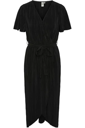 Y.A.S Olinda Ss Midi Wrap Dress S. Noos Polvipituinen Mekko Black