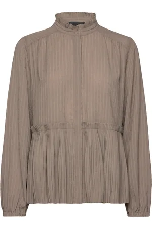 Levete Room Lr-Whistle Tops Blouses Long-sleeved Brown