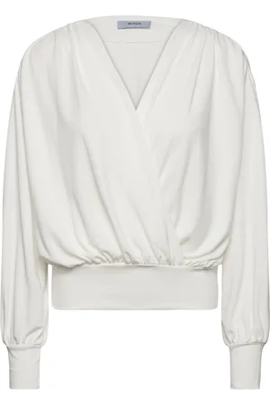 Minus Msgasia Modal Wrap Blouse Tops Blouses Long-sleeved White