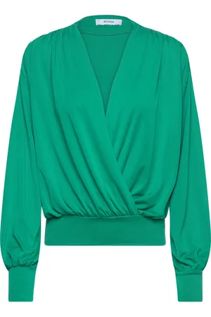 Minus Msgasia Modal Wrap Blouse Tops Blouses Long-sleeved Green