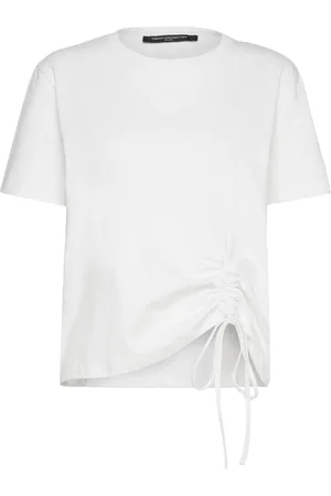 French Connection Rallie Cotton Rouched T-Shirt Tops T-shirts & Tops Short-sleeved White