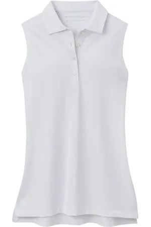 Peter Millar Banded Sport Mesh Sleeveless Button Polo Sport T-shirts & Tops Polos White