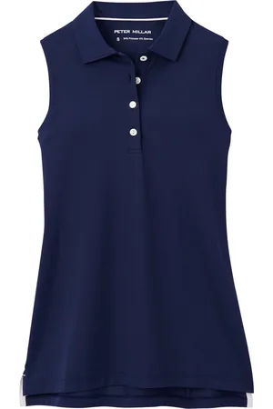 Peter Millar Banded Sport Mesh Sleeveless Button Polo Sport T-shirts & Tops Polos Navy
