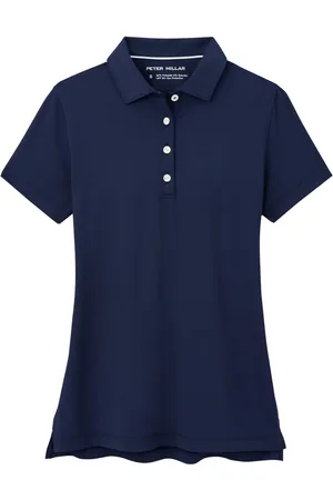 Peter Millar Short Sleeve Button Polo Sport T-shirts & Tops Polos Navy