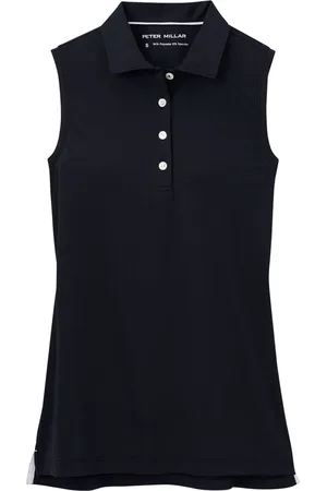 Peter Millar Banded Sport Mesh Sleeveless Button Polo Sport T-shirts & Tops Polos Black