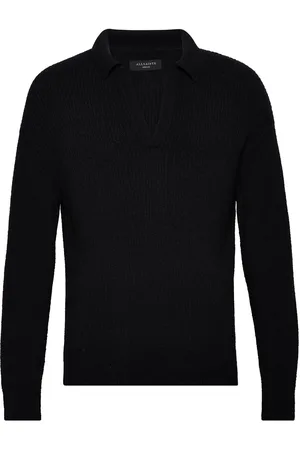 AllSaints Kanyon Ls Polo Tops Knitwear V-necks Black