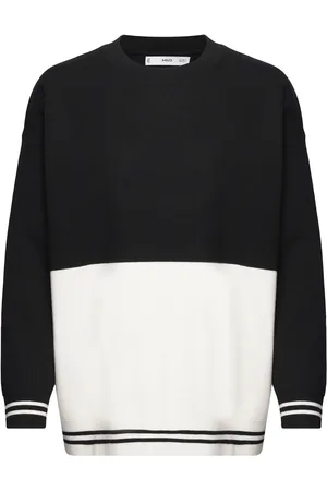 MANGO Bicolour Knit Sweater Tops Sweat-shirts & Hoodies Sweat-shirts Black