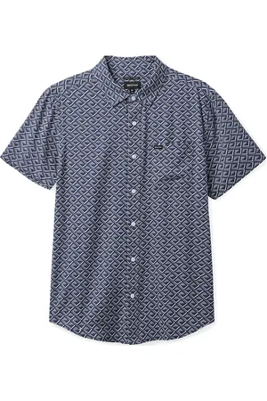 Brixton Charter Print S/S Wvn Tops Shirts Short-sleeved Blue