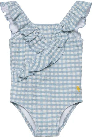 Bobo Choses Baby Vichy Ruffle Swimsuit Uimapuku Uima-asut Blue