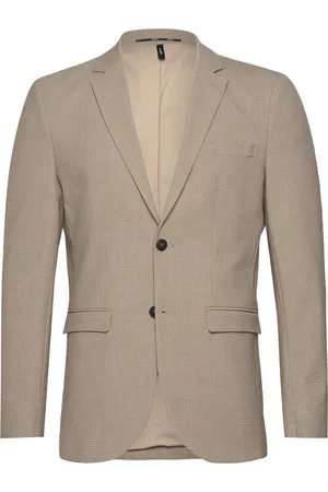 SELECTED Slhslim-Liam Sand Check Blz Flex Noos Suits & Blazers Blazers Single Breasted Blazers Beige
