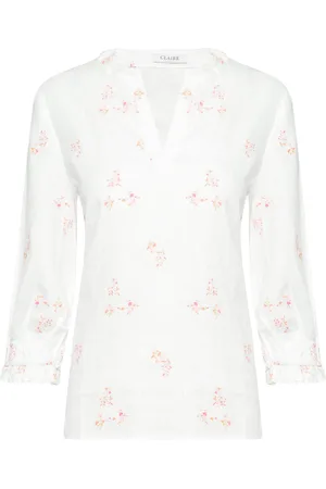 Claire Woman Rikkeliza - Shirt Tops Blouses Long-sleeved White