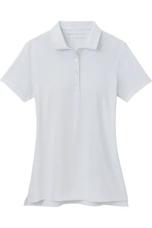 Peter Millar Short Sleeve Button Polo Sport T-shirts & Tops Polos White