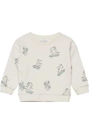 MANGO Printed Cotton Sweatshirt Tops Sweat-shirts & Hoodies Sweat-shirts White