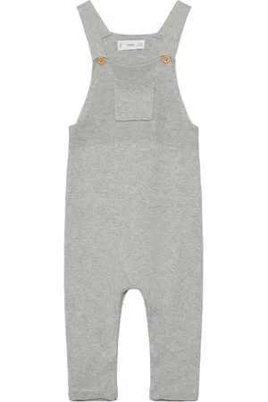 MANGO Long Knitted Dungarees Bottoms Dungarees Grey