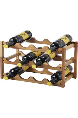 Dorre Wine Rack 12 Bottles Varo Home Kitchen Kitchen Storage Boxes & Containers Brown