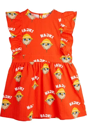 Mini Rodini Hike Aop Woven Ruffle Dress Dresses & Skirts Dresses Casual Dresses Sleeveless Casual Dresses Red