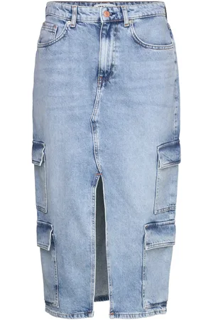 ONLY Onlposey Hw Midi Cargo Dnm Skirt Cro Polvipituinen Hame Blue