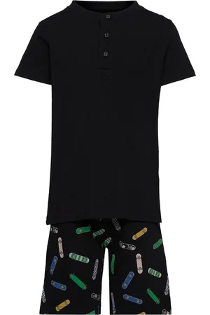 The New Boys S_S Night Set Sets Sets With Short-sleeved T-shirt Black