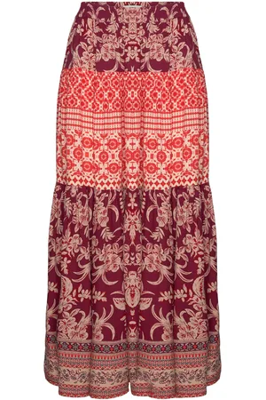Lollys Laundry Sunsetll Maxi Skirt Pitkä Hame Red