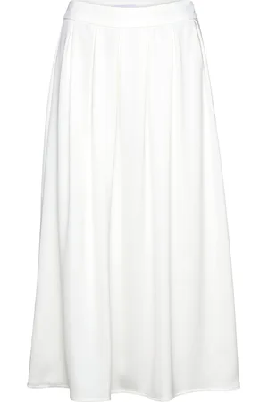 VILA Visalini Midi Skirt/Br/Dc Polvipituinen Hame White