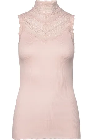 Rosemunde Rwbenita Sl Turtleneck Lace Top Tops T-shirts & Tops Sleeveless Pink