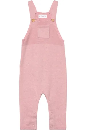 MANGO Long Knitted Dungarees Bottoms Dungarees Pink