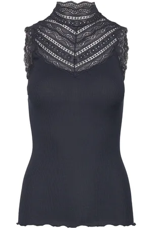 Rosemunde Rwbenita Sl Turtleneck Lace Top Tops T-shirts & Tops Sleeveless Navy