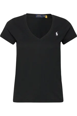 Ralph Lauren Cotton Jersey V-Neck Tee Tops T-shirts & Tops Short-sleeved Black