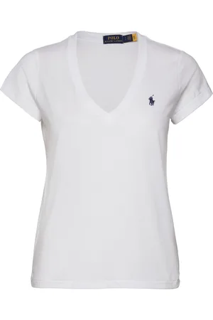 Ralph Lauren Cotton Jersey V-Neck Tee Tops T-shirts & Tops Short-sleeved White
