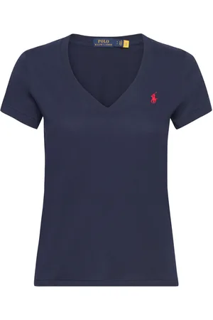 Ralph Lauren Cotton Jersey V-Neck Tee Tops T-shirts & Tops Short-sleeved Navy