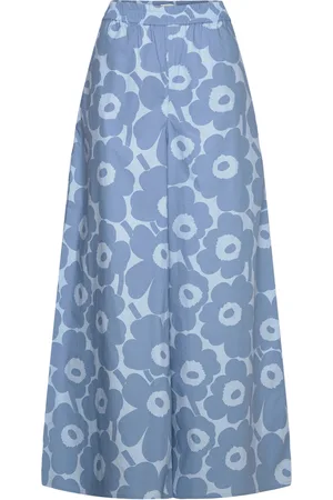 Marimekko Kohti Unikko Bottoms Trousers Wide Leg Blue
