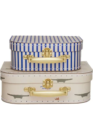 Oyoy Mini Suitcase Crocodile & Stripe - Set Of 2 Home Kids Decor Storage Storage Boxes Multi/patterned