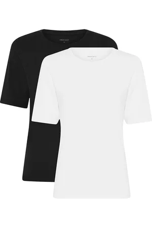 URBAN QUEST 2-Pack Women Bamboo Shortsleeved T-Shirt Slim Fit Tops T-shirts & Tops Short-sleeved White