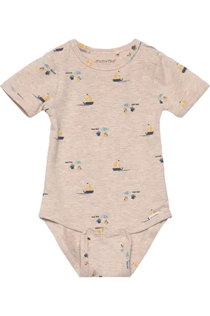 Minymo Body Ss Aop Bodies Short-sleeved Beige