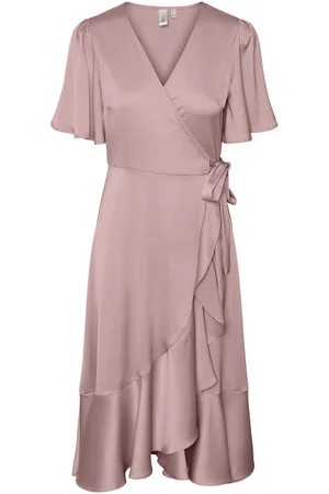 Y.A.S Thea 2/4 Midi Wrap Dress S. Noos Polvipituinen Mekko Pink