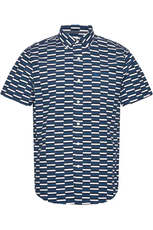Original Penguin Ss Eco Aop Geo Tops Shirts Short-sleeved Blue