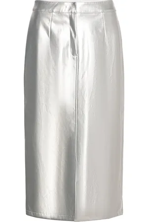VILA Visilver Hw Coated Skirt/Ls Polvipituinen Hame Silver