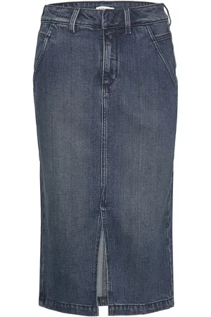 TOM TAILOR Denim Skirt With Slit Polvipituinen Hame Blue